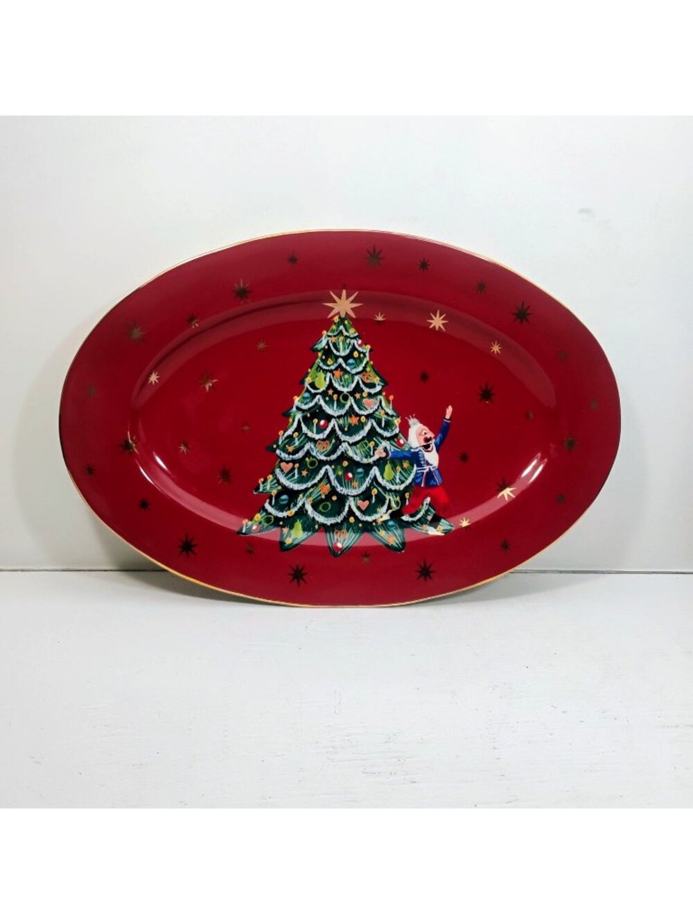 Anthropologie Christmas Nutcracker Platter w/Tree & Santa New York City Ballet